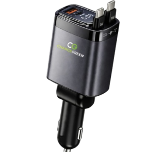 105W 4-in-1 Retractable Fast  Car Charger with Digital Display – CGC42