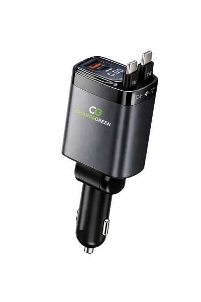 105W 4-in-1 Retractable Fast  Car Charger with Digital Display – CGC42